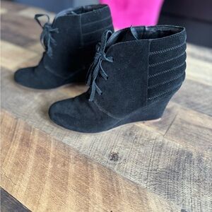 Dolce Vita Black Suede Wedge Heel Tie Boot